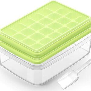 Ice Cube Maker Trays for Freezer with Lid and Storage Bin, Easy Release